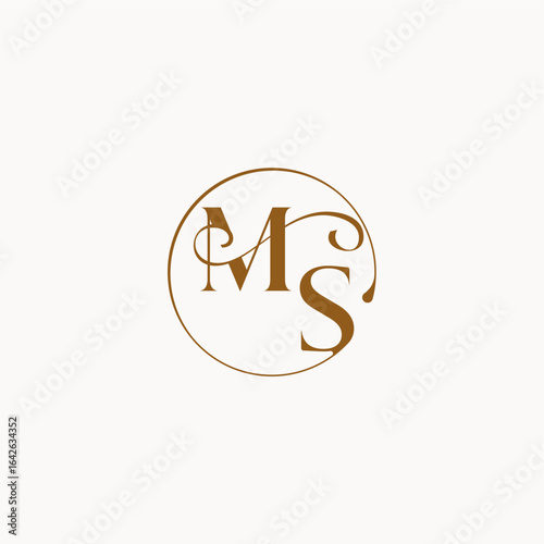 monogram elegant style luxurius feeling with flow MS circle fows wedding logo letter