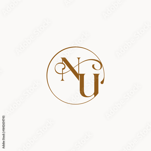 monogram elegant style luxurius feeling with flow NU circle fows wedding logo letter