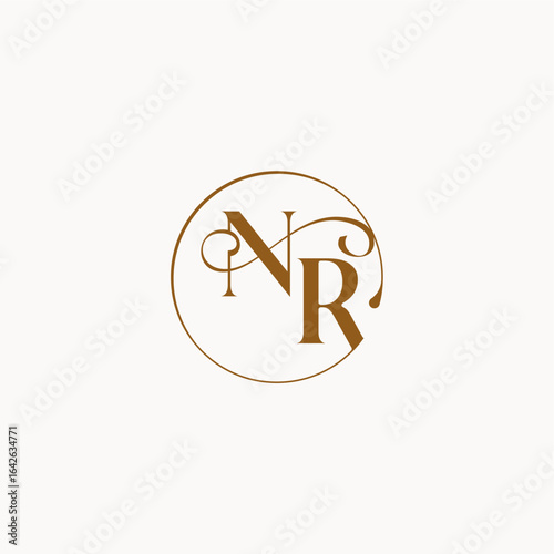 monogram elegant style luxurius feeling with flow NR circle fows wedding logo letter
