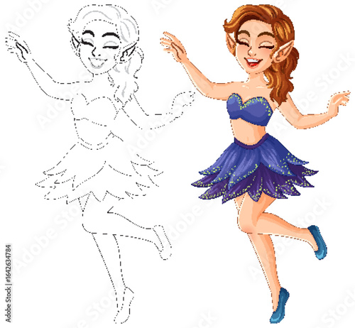 Joyful Fairy Dancing in Vibrant Dress
