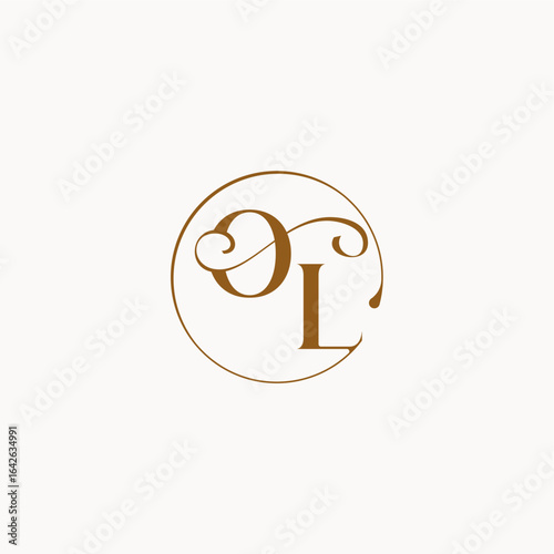 monogram elegant style luxurius feeling with flow OL circle fows wedding logo letter