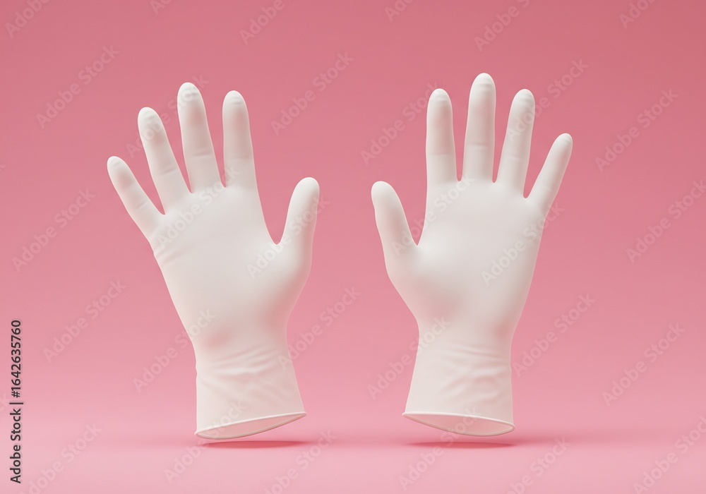 Obraz premium 白い手袋、医療、清潔感、背景ピンク