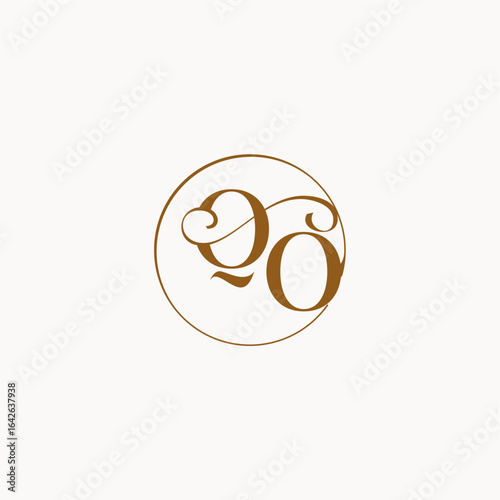 monogram elegant style luxurius feeling with flow QO circle fows wedding logo letter