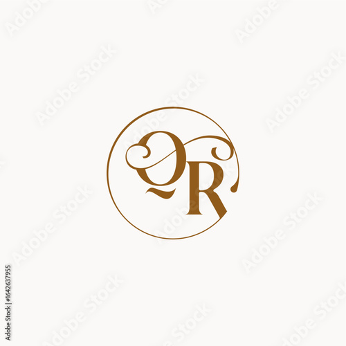monogram elegant style luxurius feeling with flow QR circle fows wedding logo letter