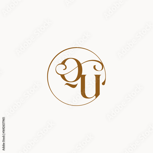 monogram elegant style luxurius feeling with flow QU circle fows wedding logo letter