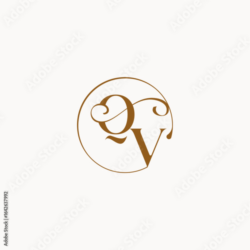 monogram elegant style luxurius feeling with flow QV circle fows wedding logo letter