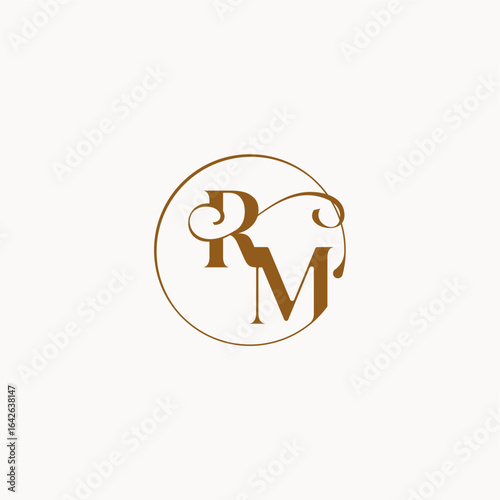 monogram elegant style luxurius feeling with flow RM circle fows wedding logo letter