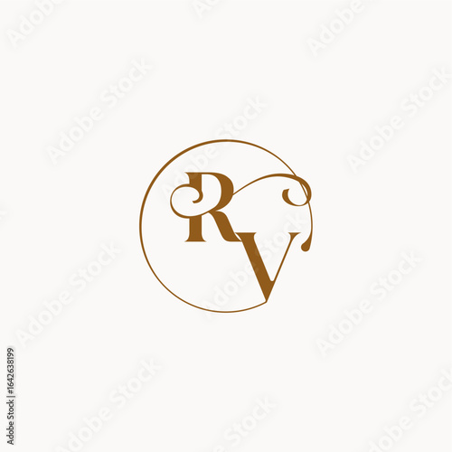 monogram elegant style luxurius feeling with flow RV circle fows wedding logo letter