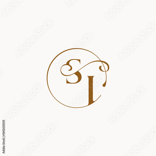 monogram elegant style luxurius feeling with flow SI circle fows wedding logo letter