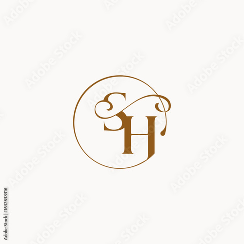monogram elegant style luxurius feeling with flow SH circle fows wedding logo letter