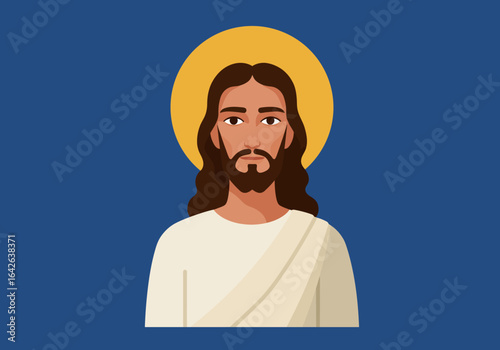Illustrated depiction of Jesus Christ with halo.