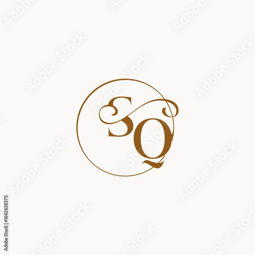 monogram elegant style luxurius feeling with flow SQ circle fows wedding logo letter