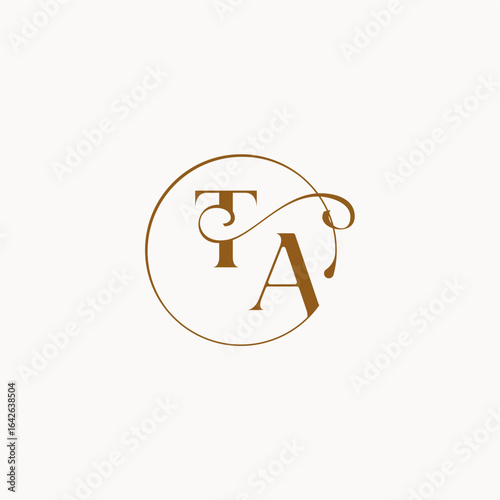 monogram elegant style luxurius feeling with flow TA circle fows wedding logo letter