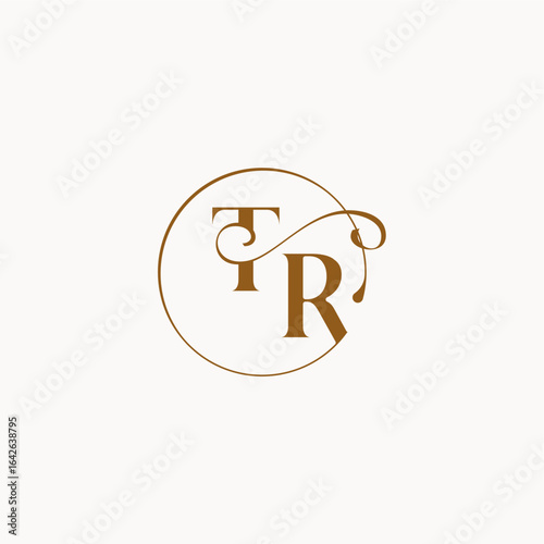 monogram elegant style luxurius feeling with flow TR circle fows wedding logo letter