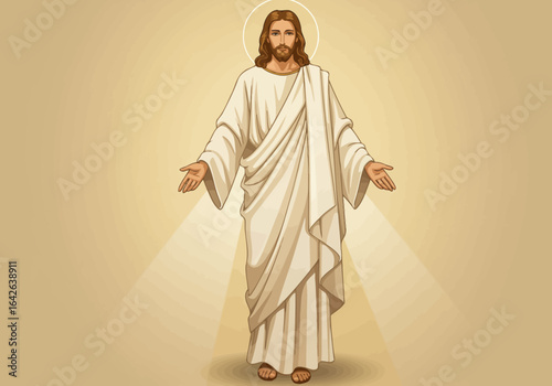 Illustration of Jesus Christ with Open Arms.