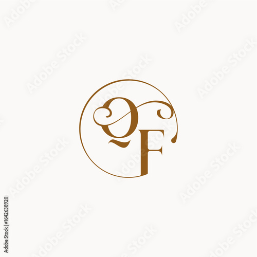 monogram elegant style luxurius feeling with flow QF circle fows wedding logo letter