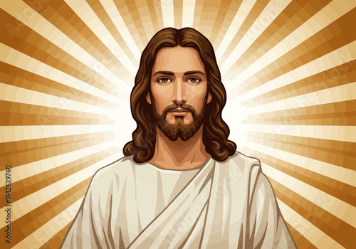 Illustration of Jesus Christ with Radiant Background.
