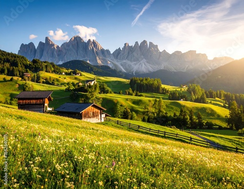 Fototapeta Naklejka Na Ścianę i Meble -  Alpine meadow at sunset (1)