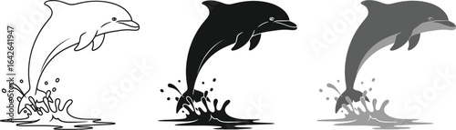 Joyful dolphin leaps from ocean waves, symbolizing freedom and marine life