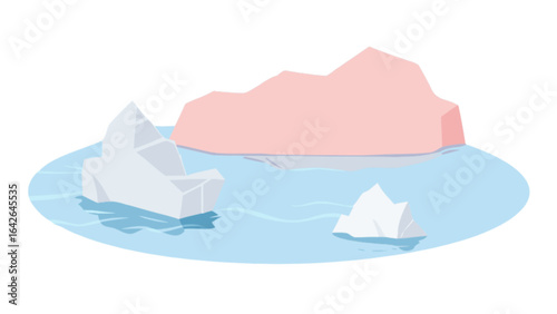 Iceberg arctic antarctica ocean glacier melting polar climate change global warming sea ice landscape scene vector