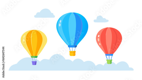 Colorful hot air balloons vector illustration for travel adventure and sky exploration design and fun graphic projects