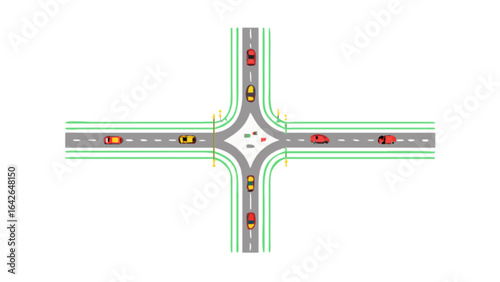 Road intersection traffic management system for vehicles and transportation simulation and road safety design