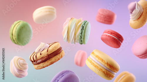 Wallpaper Mural macarons assorted flavors french pastries colorful dessert sweets bakery confectionary delicious gourmet treats Torontodigital.ca