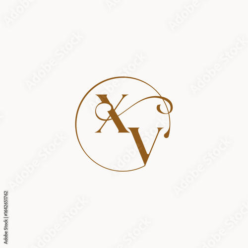 XV letter luxurius feeling with flow circle fows wedding logo monogram elegant style