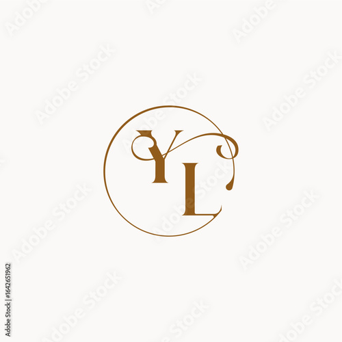 YL letter luxurius feeling with flow circle fows wedding logo monogram elegant style