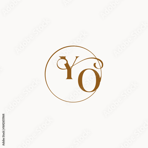 YO letter luxurius feeling with flow circle fows wedding logo monogram elegant style