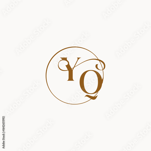 YQ letter luxurius feeling with flow circle fows wedding logo monogram elegant style