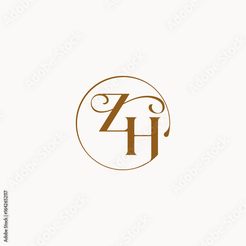 ZH letter luxurius feeling with flow circle fows wedding logo monogram elegant style