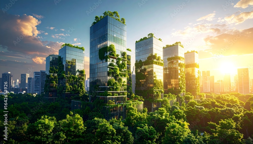 Obraz premium Verdant Cityscape Vision