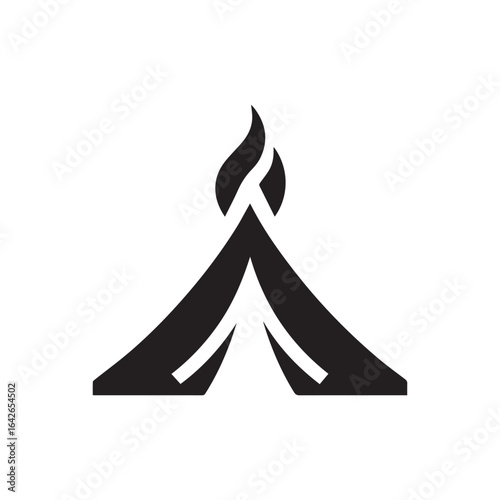 minimalist camping tent logo with white background