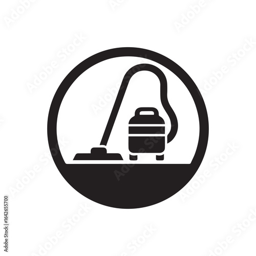 minimalist vacuum cleaner logo with white background