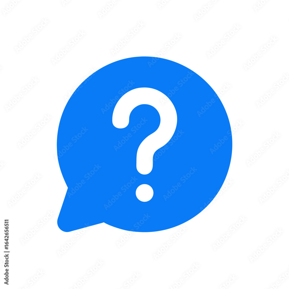 Blue Speech Bubble with White Question Mark on Transparent Background Blue Speech Bubble with White Question Mark on Transparent Background