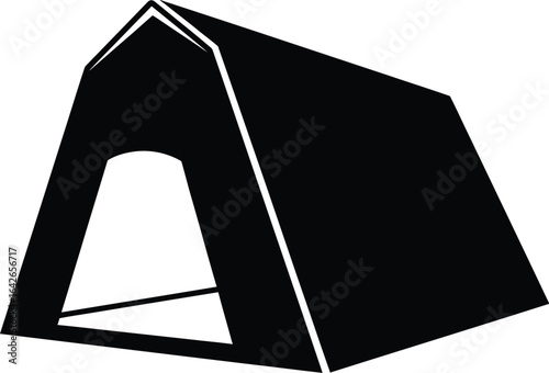 Silhouette of a camping tent, a portable shelter for outdoor adventures, travel, and recreational activities in nature, providing protection and accommodation