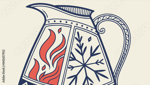 Hot and cold beverage dispenser vector illustration for drinkware and kitchenware product design ideas