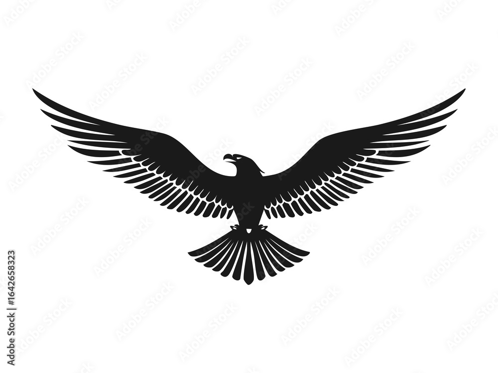 Obraz premium Vector minimalist silhouette of a flying eagle