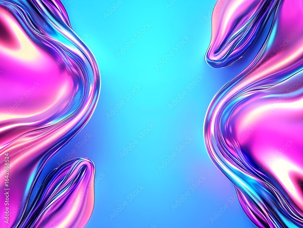Obraz premium Abstract Fluid Design in Vibrant Pink and Blue Colors with Smooth Curves and Dynamic Shapes for Creative Projects