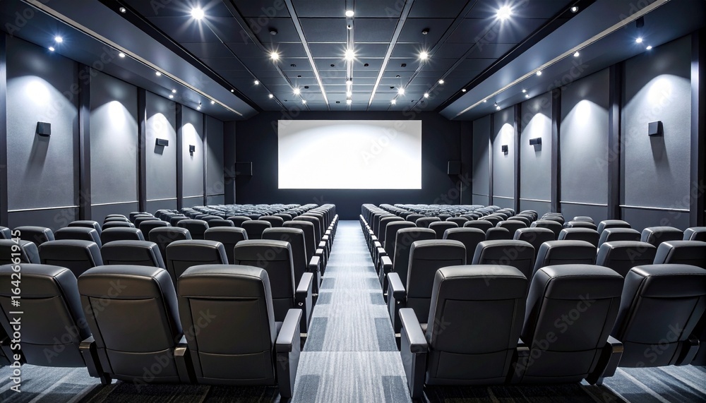 Fototapeta premium 映画館のスクリーン 座席 施設 シンメトリー
