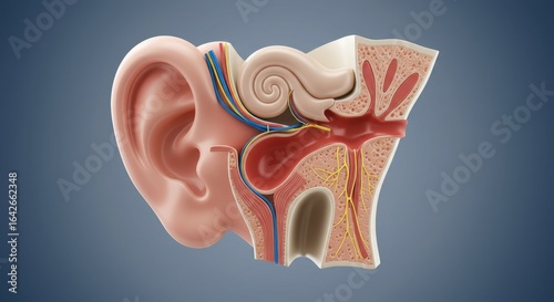 Wallpaper Mural Detailed 3D anatomical illustration of the human ear structure. Torontodigital.ca