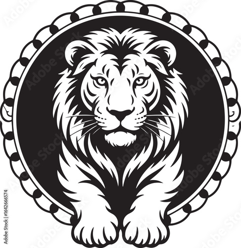 Vector illustration of a powerful wild lion head, perfect for a tattoo, logo, or tribal design