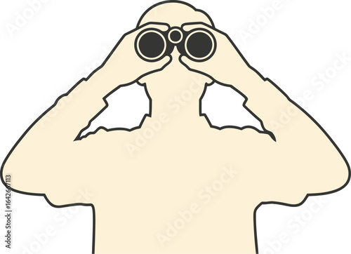 Person with binoculars looking search vision discovery view
