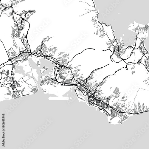 Honolulu City Map Art Print Elevate your space with sleek White and Black urban grid designs, featuring refined monochrome modern blueprint aesthetics and precise minimalist linework.