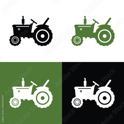 Vector Silhouettes Combine Harvester Set