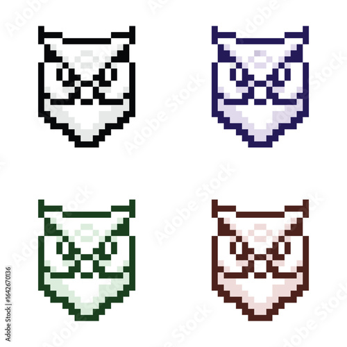 Owl Pixel Art Vector Set