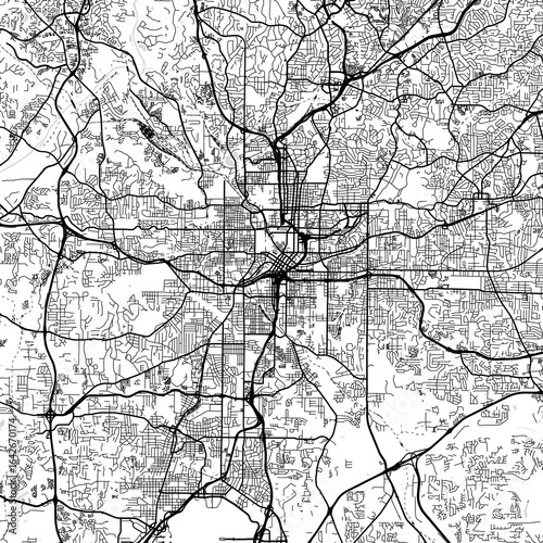 Foto Atlanta City Map Art Print Sleek Monochrome Urban Grid Designs in White and Blac