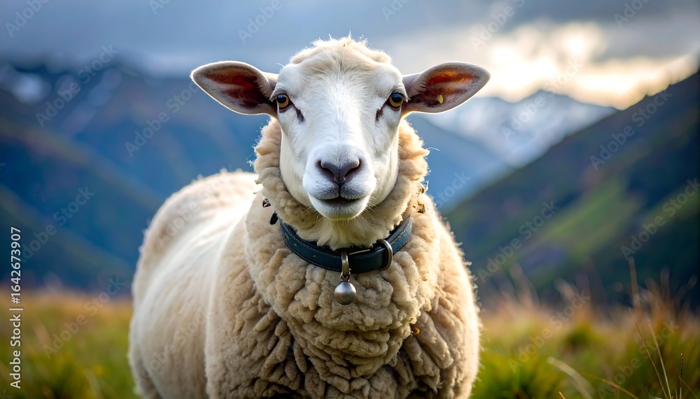 Fototapeta premium Sheep portrait in a meadow