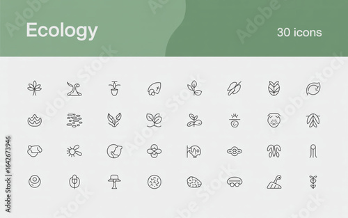Nature plant and ecology icons collection leaf sprout